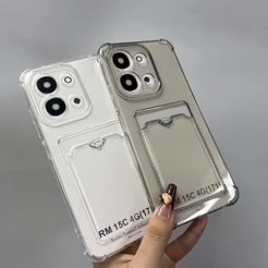Para Xiaomi Redmi 15C 15 POCO C85 C75 C71 4G 5G Claro Silicone Caso De Telefone À Prova De Choque Titular Do Cartão Fund