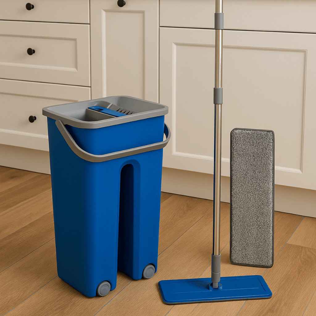 Rodo Flat Mop com Balde Lava e Seca Limpar Casa Apartamento 2 Refis Esfregões Limpeza