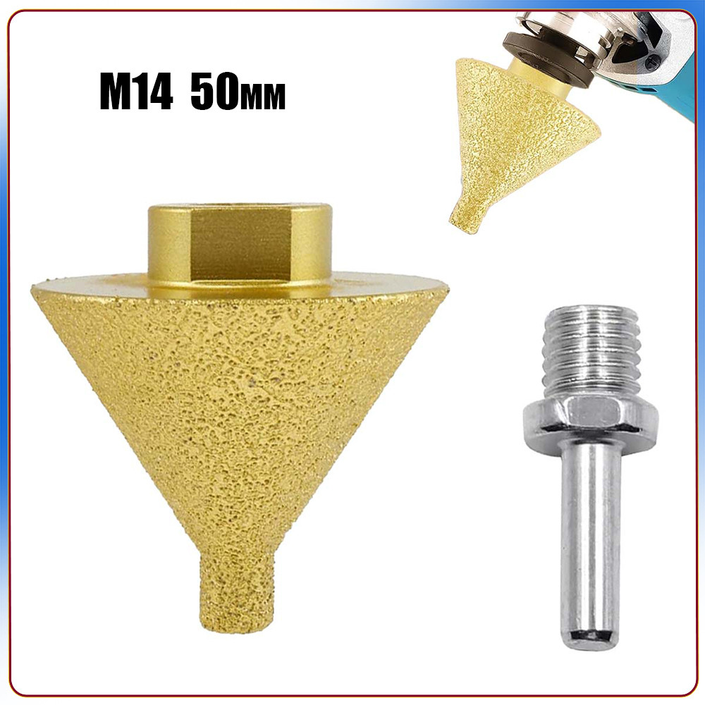 Broca de chanfro para esmeril angular M14 com serra copo 50 mm com adaptador roscado para azulejo/mármore/vidro/granito
