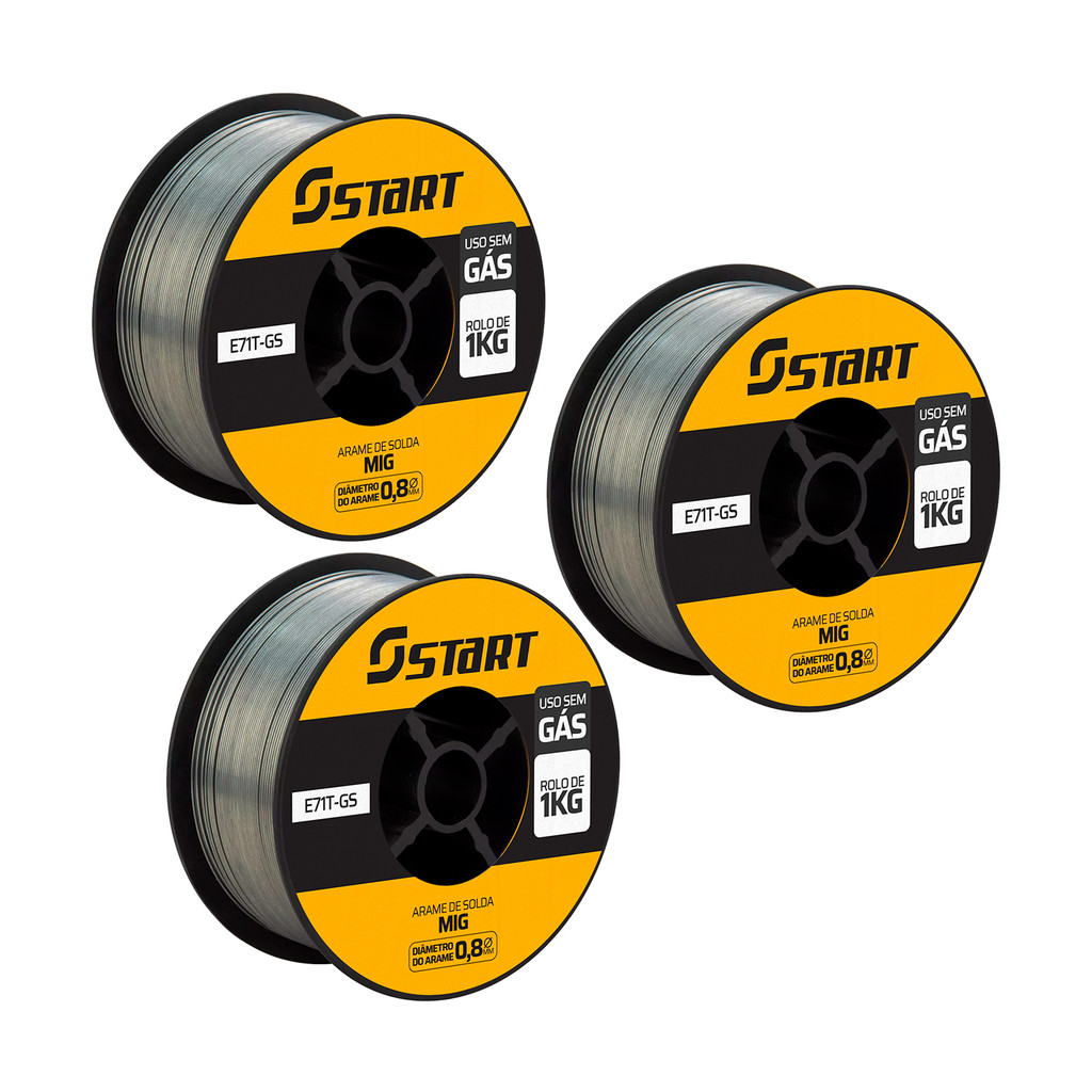 Kit Arame Para Solda Mig Uso Sem Gás 0.8mm 3 Rolos De 1 Kg Start em Oferta na Shopee