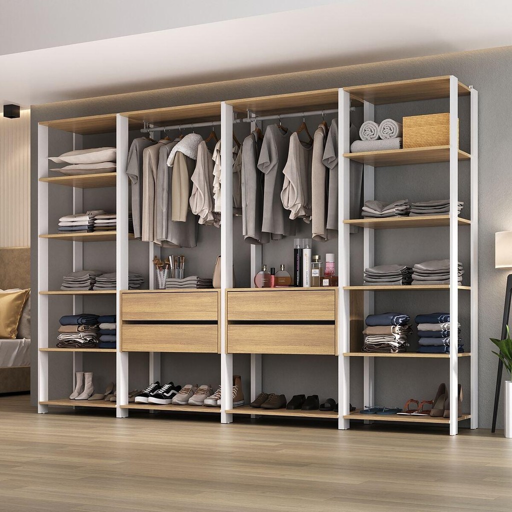 Closet Aberto Modulado Arara Organizadora com Cabideiro 270cm Allegra Multimóveis MP4390 em Oferta na Shopee