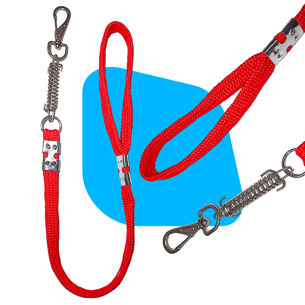 Guia de Corda de Polipropileno 14mm x 80cm Vermelho para Cães - Pitbull, Pastor Alemão, Rottweiler, Boxer, Labrador