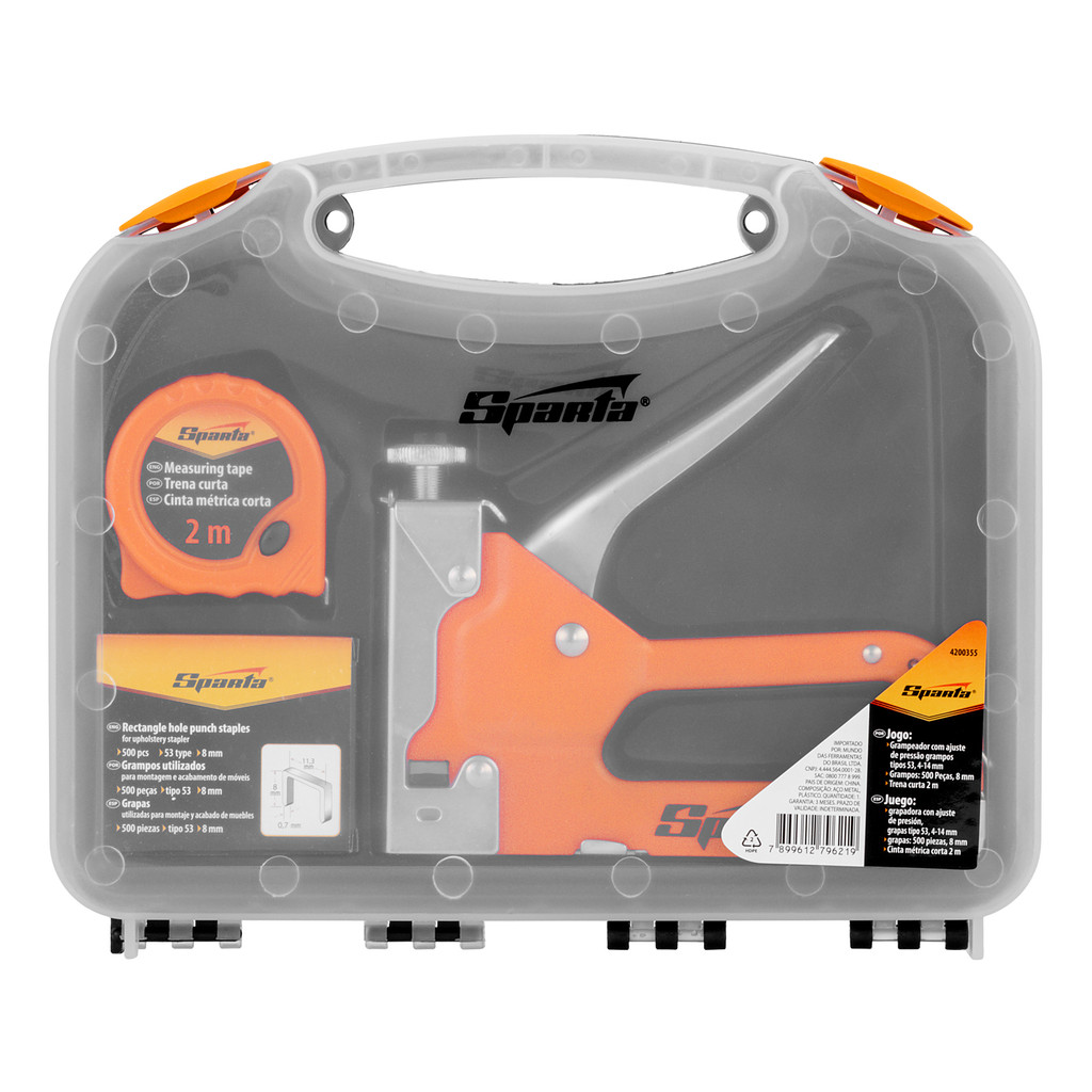 JOGO DE GRAMPEADOR COM AJUSTE DE PRESSAO, TRENA 2M, 500 GRAMPOS TIPO 53 DE 6-14MM, 1PC // SPARTA em Oferta na Shopee