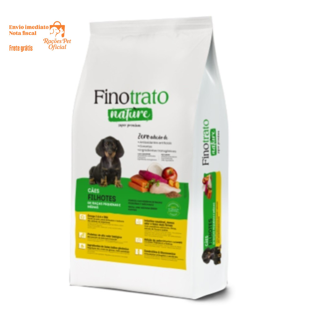 Ração Super Premium Finotrato Nature 10kg Para Cachorro Filhotes de Raças Pequenas e Médias