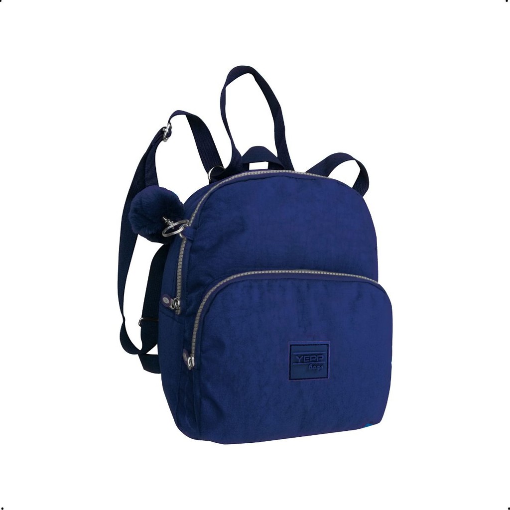 Mochila de Nylon 28x24x12cm Leve Resistente com Bolsos e Alças Ajustáveis
