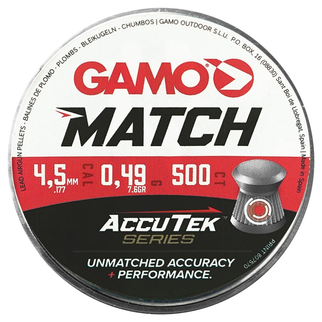 Lata de Chumbinho Gamo MATCH ACCUTEK Carabina 4.5mm 500un em Oferta na Shopee