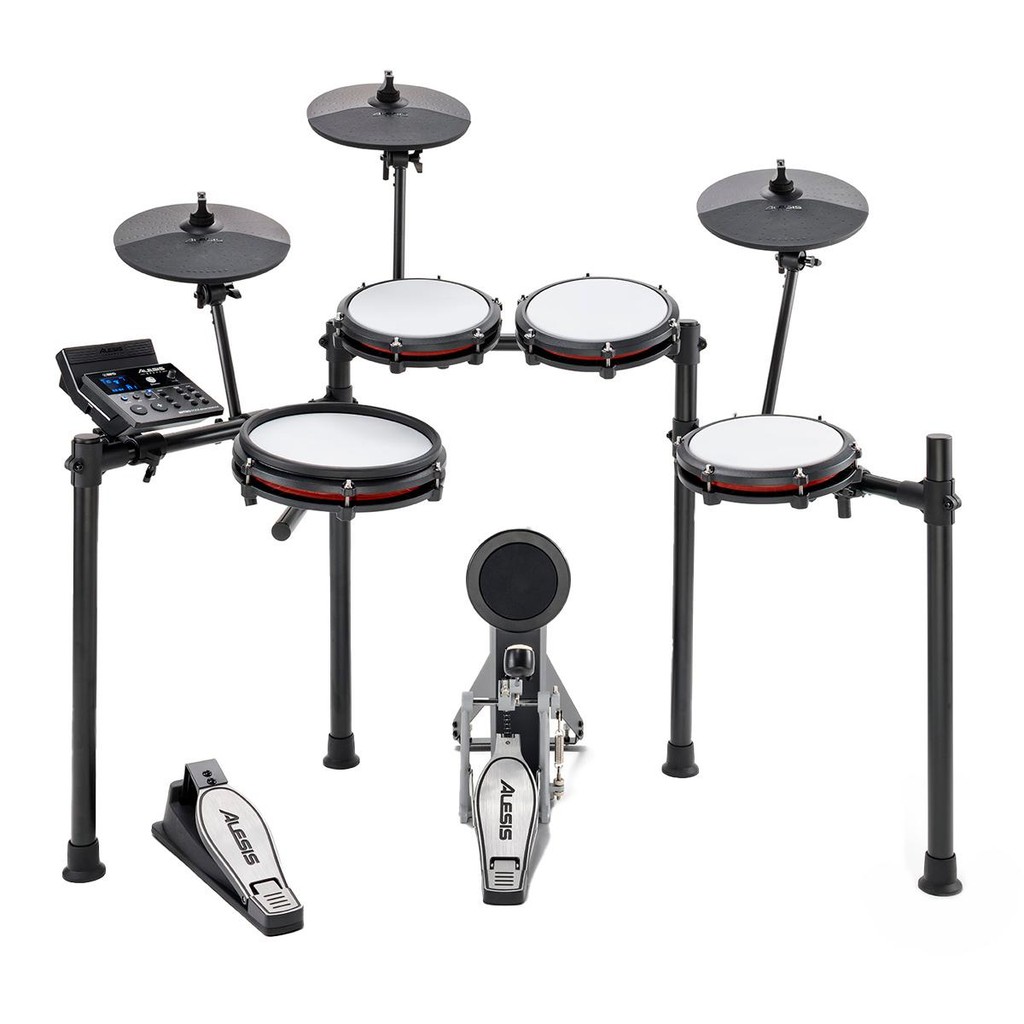 Bateria Eletronica Alesis Nitro Max Kit com 8 Peças Pedal de Bumbo Incluso  Peles Mesh Head 440 Sons Nitromax Pele Muda
