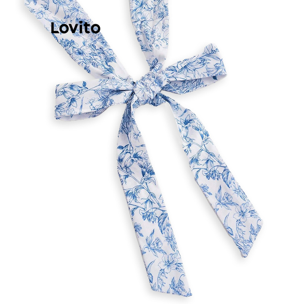 Detalhes do Lovito Regata Casual Floral Com Cadarço Para Mulheres L101AD215