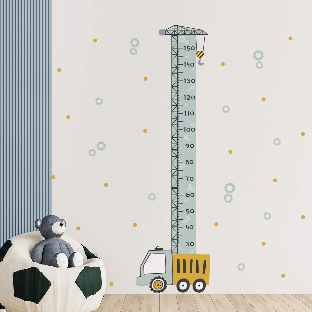 Adesivo de Parede Menino Carrinho Régua Caminhão Construção em Oferta na Shopee