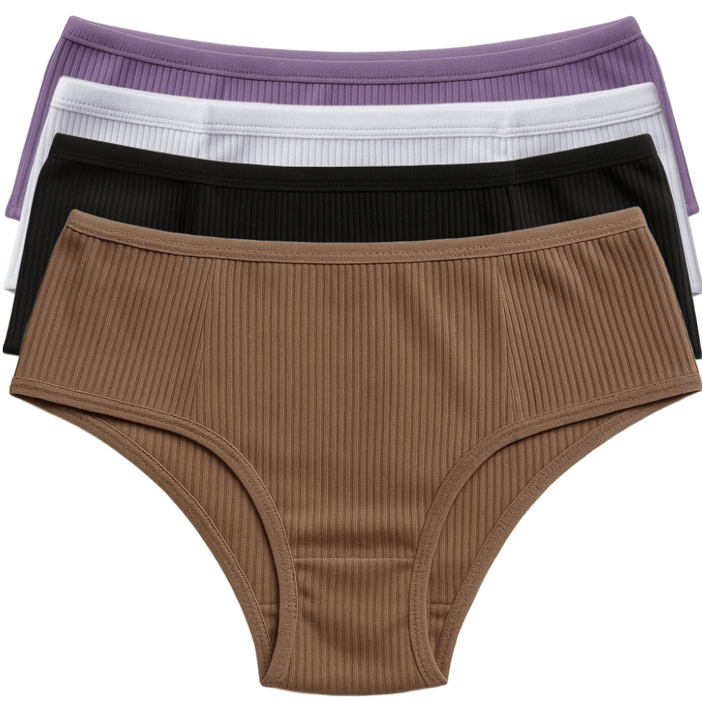 Kit 4 Calcinha Básica Feminina Canelada Pala Dupla Forro Algodão Lingerie Conforto Dia A Dia em Oferta na Shopee