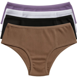Kit 4 Calcinha Básica Feminina Canelada Pala Dupla Forro Algodão Lingerie Conforto Dia A Dia em Oferta na Shopee