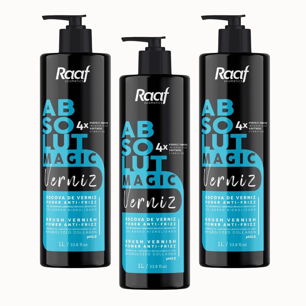 Atacado Kit 3 Selante Capilar Progressiva Absolut Magic Verniz Brilho Espelhado Raaf Cosmetics – 1L