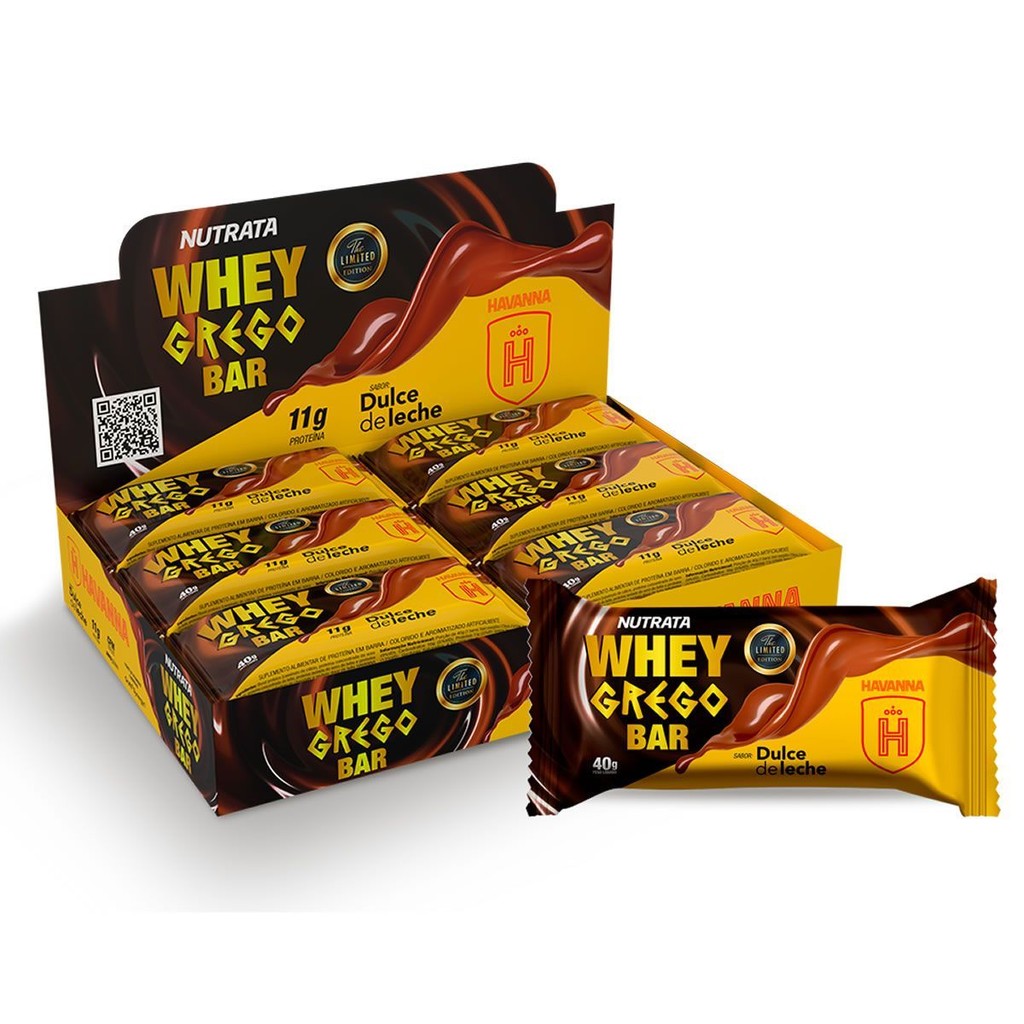 Barra Whey Grego Bar - 12 Unidades de 40g Dulce de Leche Havanna - Nutrata em Oferta na Shopee