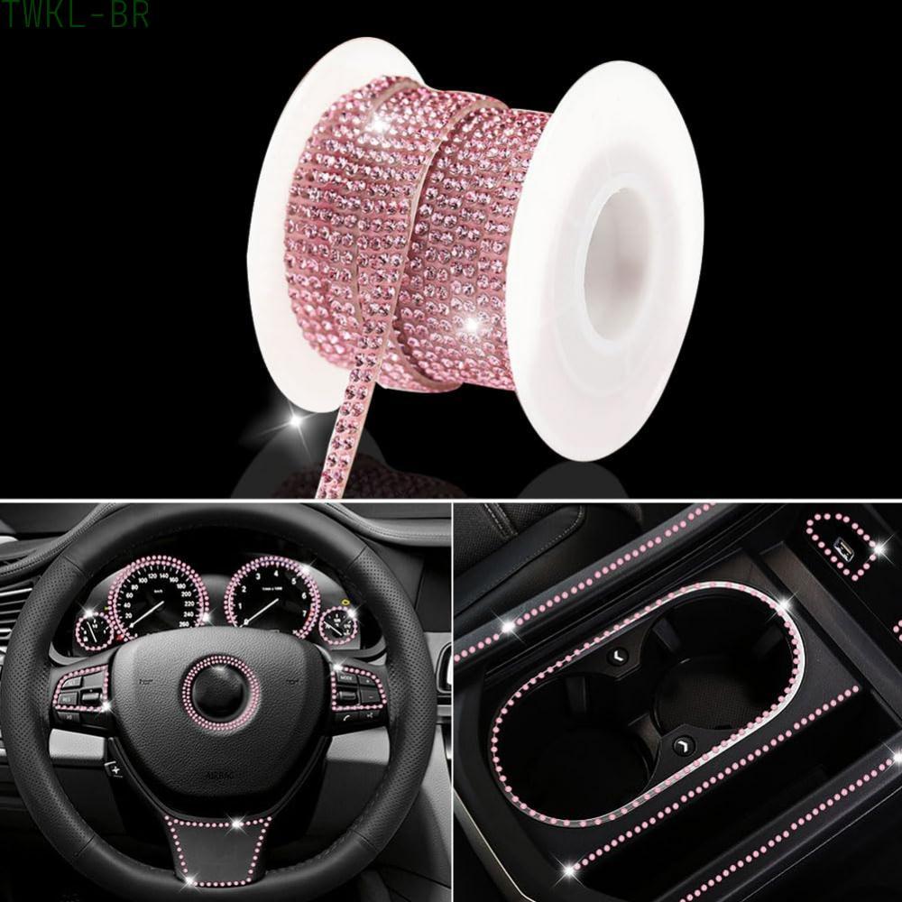 [TWKL-BR]Elegant Pink Car Bling Diamond Sticker Ribbon Sparkling Rhinestone Strip-New in 11-