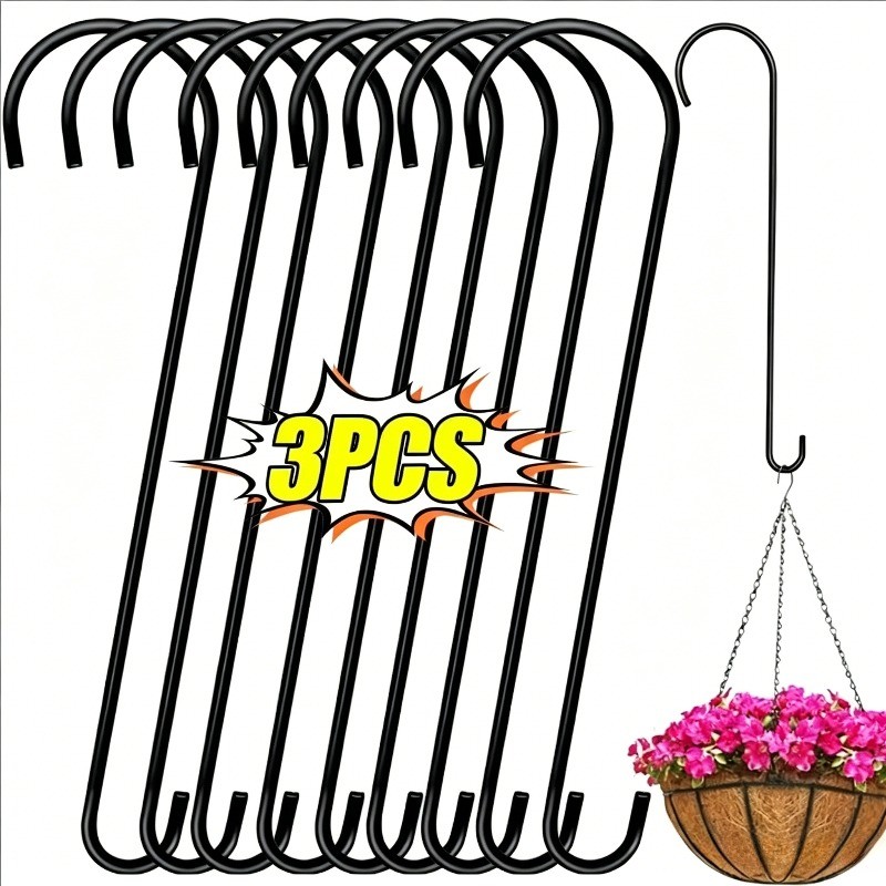 3-1Pc Gancho Duplo Em Forma De S De Ferro-Para Cesta De Flores Gaiola-Toalhas De Roupas-Suporte Rack De Armazenamento Pe