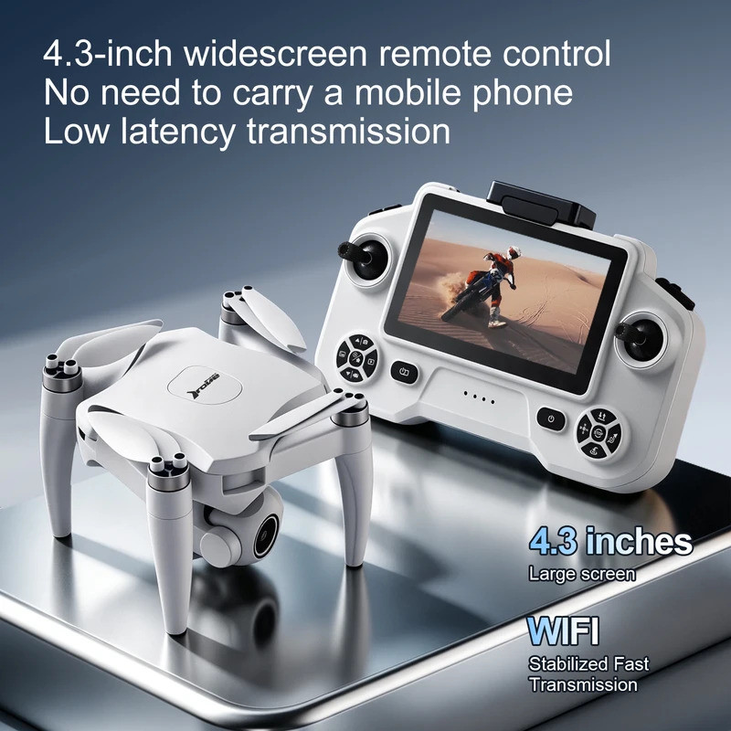 YL01 Drone 4.3 Polegadas Tela RC 4K Fluxo Câmera Helicóptero Motor Sem Escova Óptico Evitar Obstáculos Quadcopter Dron B
