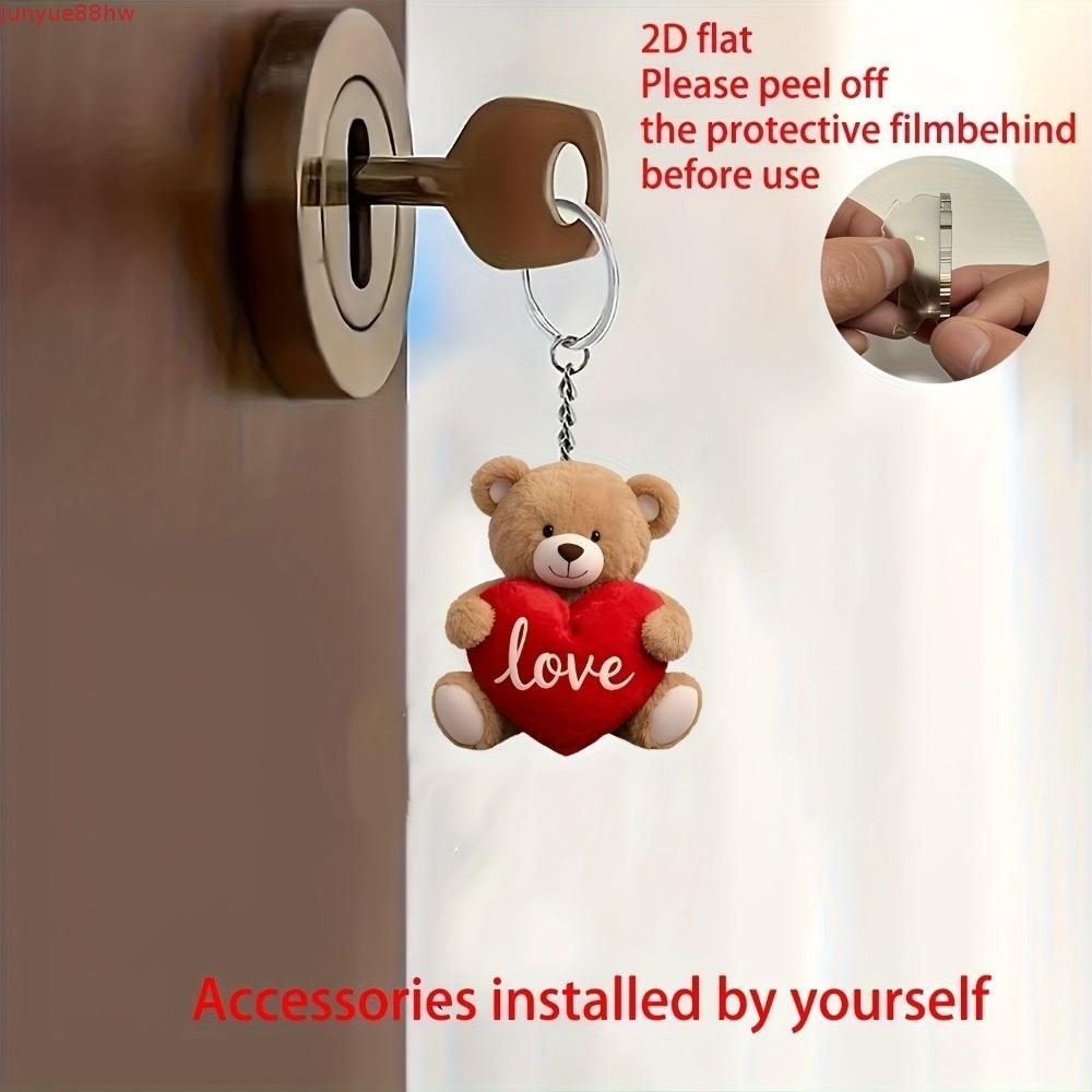 Pingente De Coração De Urso JUNYUE , Ornamento Pendurado De Mini 2D , Chaveiro De Acrílico Fofo Para O Dia Dos Namorados