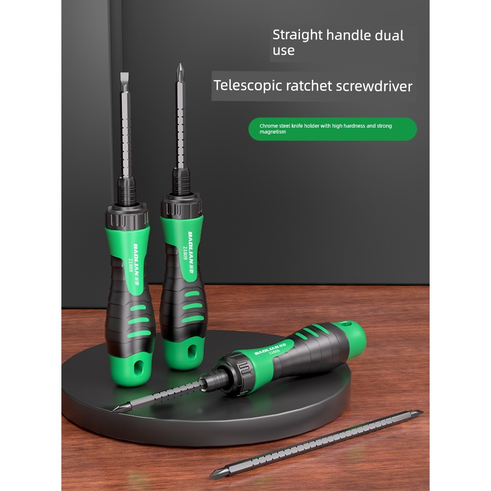 Conjunto de chave de fenda catraca multifuncional Phillips com fenda chave de fenda retrátil de dupla utilização forte