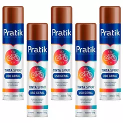 Kit 5 Tintas Spray Pratik Uso Geral Marrom 400ml
