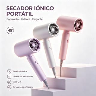 Secador de Cabelo Portátil Íon 5000W 110V 3 Temperaturas Compacto Viagem Profissional