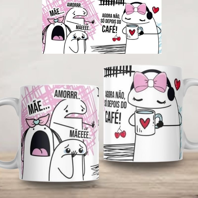 Xícara Caneca Personalizada Dia das Mães Flork Xícara 325ml  Cerâmica Porcelana Presente Lembrança Novidade Novidade