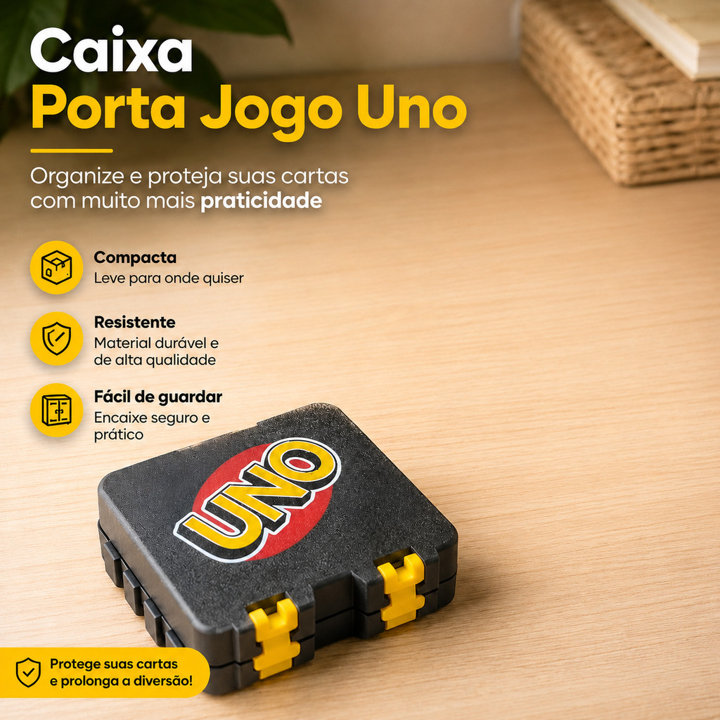 Caixa Porta Cartas Compatível com Jogo Uno – Organização, Proteção e Praticidade!