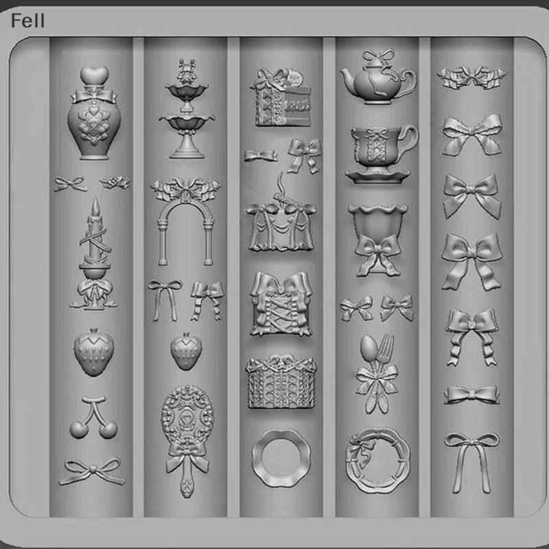 [Fel] Transparente Nail Art Silicone Escultura Molde Bowknot Espelho Teacup UV Gel Polonês Mold DIY Design Charm Stencil