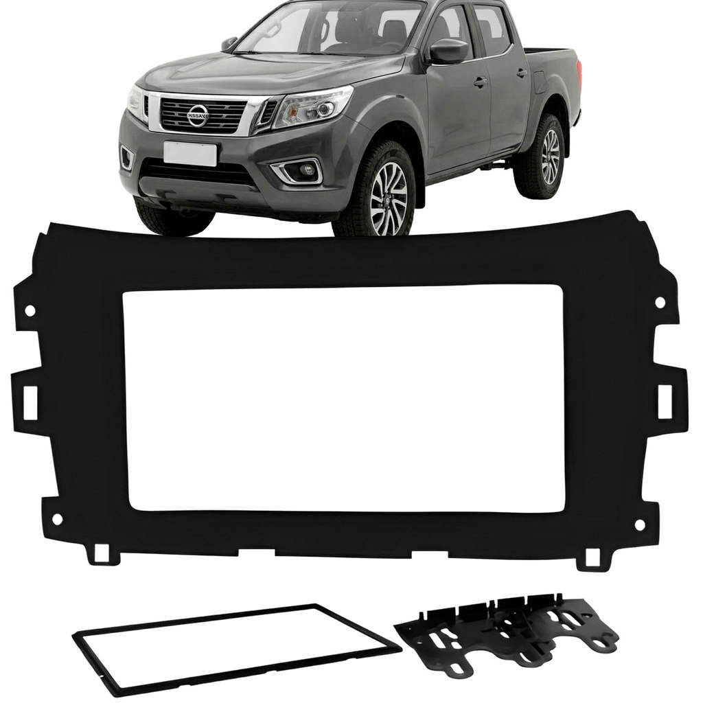 Moldura 2 Din Nissan Frontier Som Automotivo Multimídia Painel Fiamon Preta Profissional