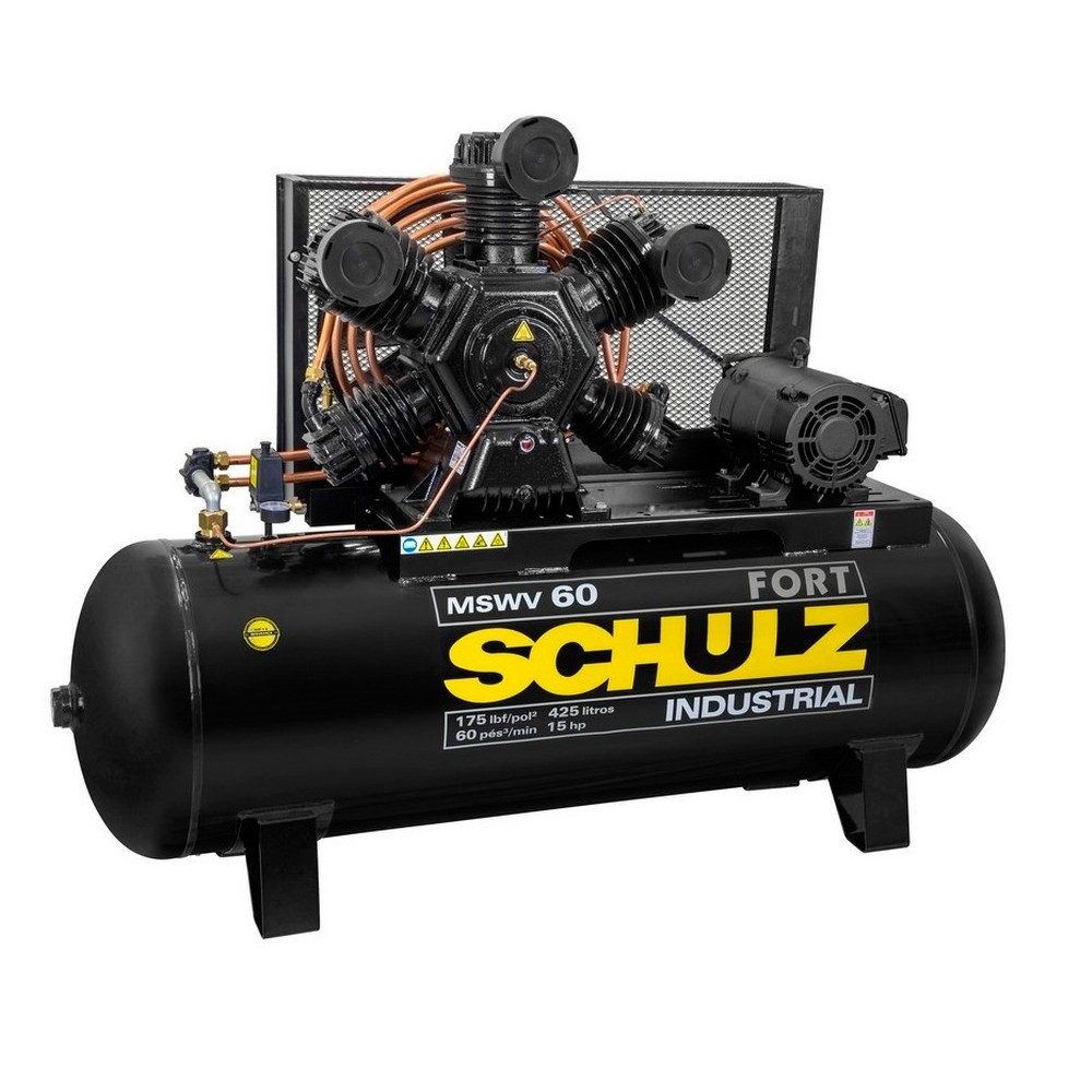 Compressor de ar 60 pés 425 litros 15 hp 175 lbs trifásico - Fort MSWV 60/425 - Schulz (220/380 (Trif&aacute;sico))