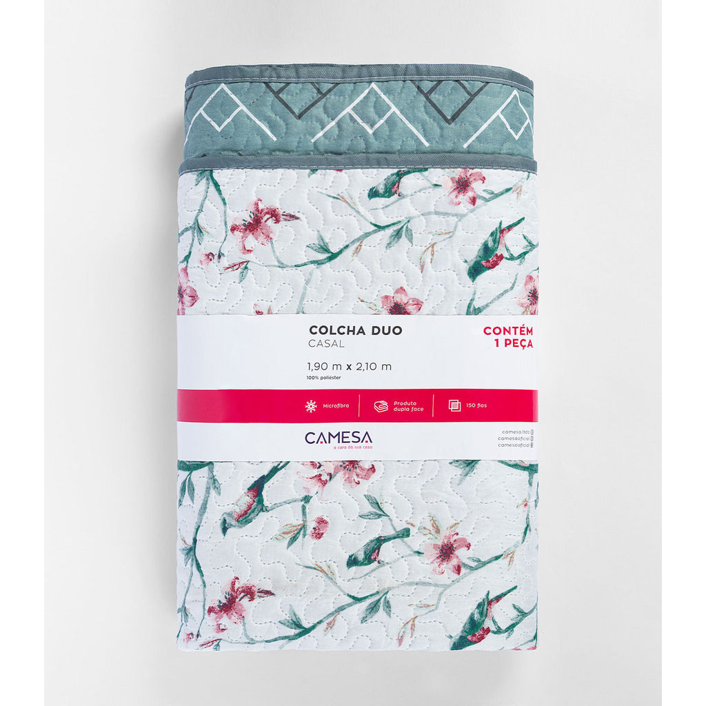 Colcha Dupla Face Solteiro 150 Fios Camesa Verde
