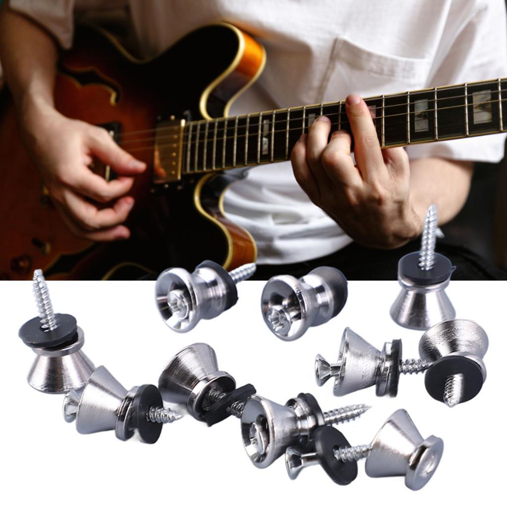 Mingzhe botões de bloqueio de alça de guitarra, pinos de extremidade de metal em cogumelo, parafuso, baixo elétrico,