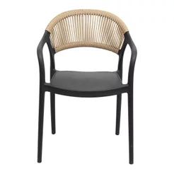Cadeira para Jardim com Assento Fixo Juna Preto/Bege