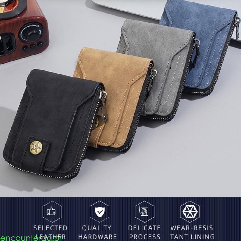 Encontrora Carteira Masculina Slim Estilo Retro Vários Slots Para Cartões Suporte Seguro Profissional