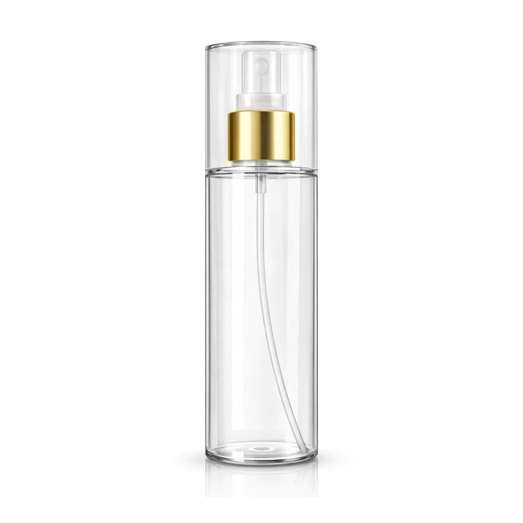 50 Frascos 200ml Cilíndrico Reto Plástico Pet Body Splash Spray Metalizada e Sobretampa