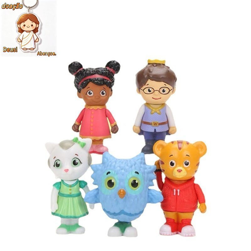 5 Pçs 6.5cm Dos Desenhos Animados Anime Bonito Daniel Tigre Bairro Menino Menina Leão Pássaro Figura Brinquedo Boneca Pr