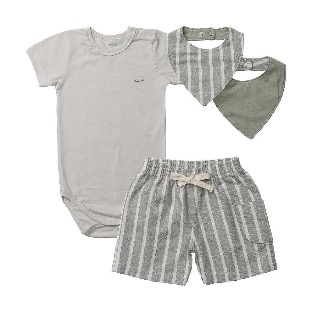 Conjunto Tigor T Tigre Body Bermuda e Bandana Organic Verde