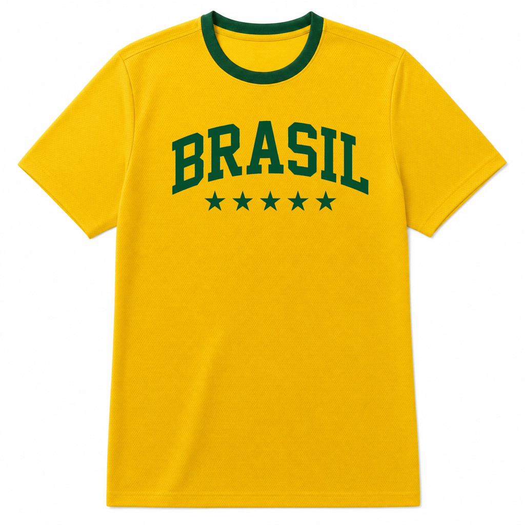 Camiseta Masculina Brasil Penta Estampada Seleção Camiseta 100% Algodão Oversized Plus Size Streetwear Retrô