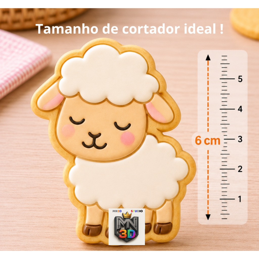 kit 6 cortador de biscoito com marcador carimbo, molde no tema fazendinha, para biscoitos, massinha, lembrancinha — imagem 2 de 2