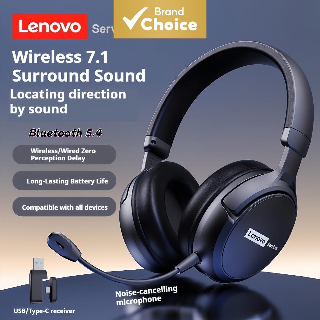 Fone de Ouvido Gamer Sem Fio Lenovo 2.4G, Som 7.1 Surround, Latência Zero, Bluetooth 5.4, Over-Ear, com Microfone
