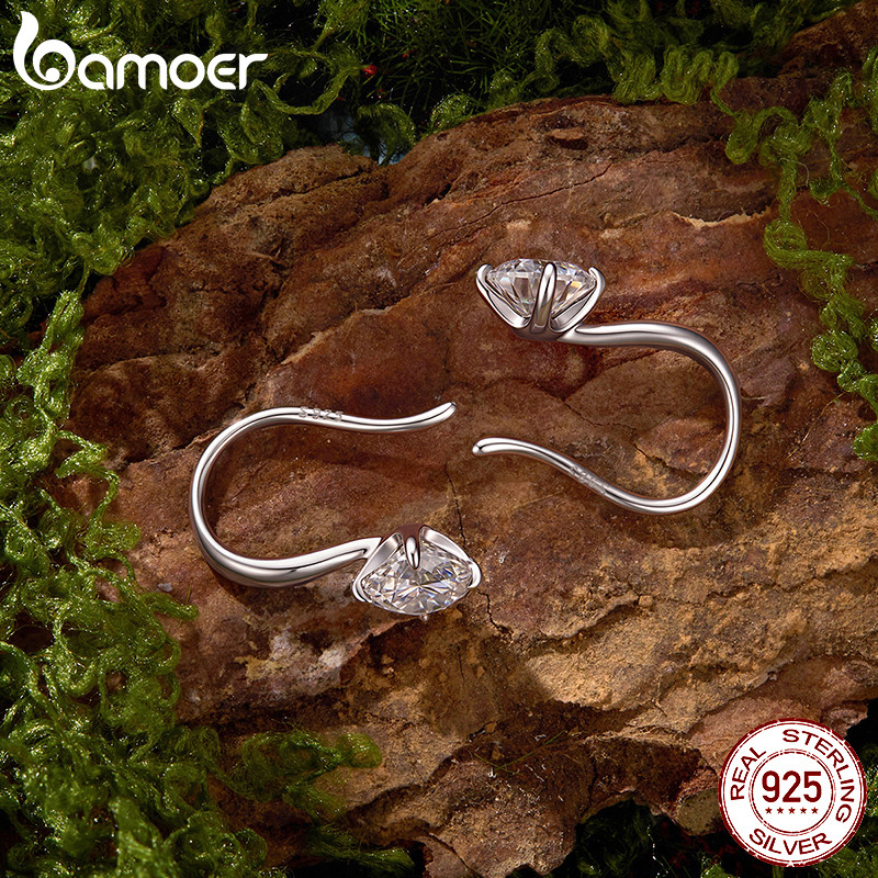 Brincos De Moissanite De Prata Esterlina 925 Bamoer Brilhando Casamento Com Certificado Joias Da Moda Para Presente Femi · foto 2