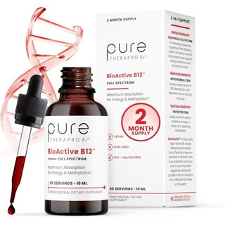 Pure TheraPro BioActive Vitamina Metilada Vegana B12 Metilcobalamina Líquida Sublingual , Hidroxocobalamina E Adenosilco