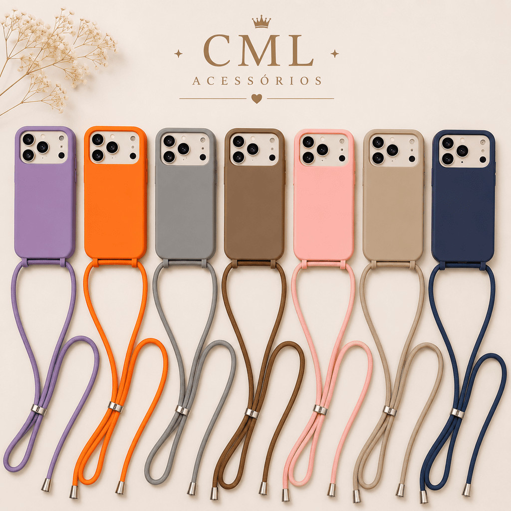 Capa para IP 11-17 com Cordão Anti Queda Crossbody