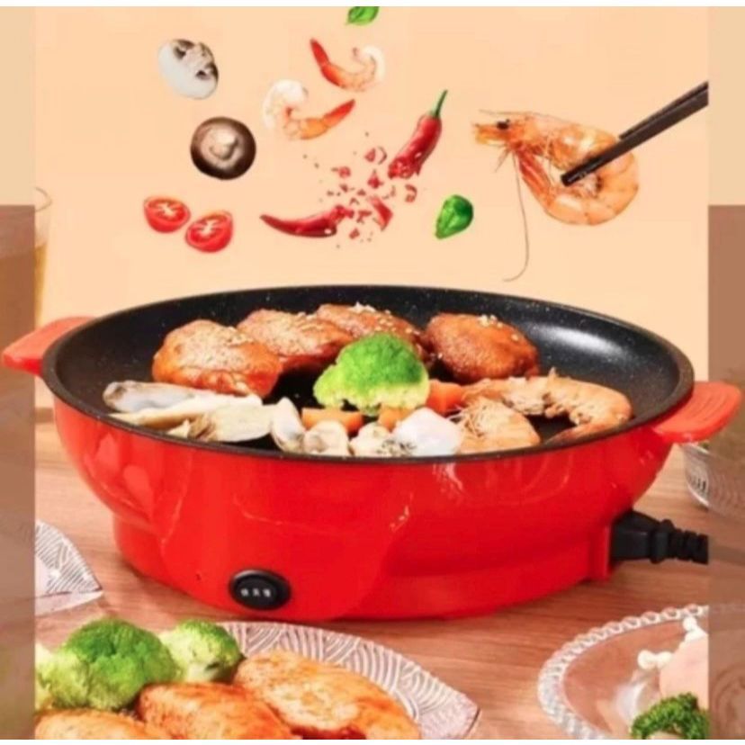 Frigideira Eletrica Antiaderente Chapa Assadeira Grill Multifuncional 110v ou 220v 22cm