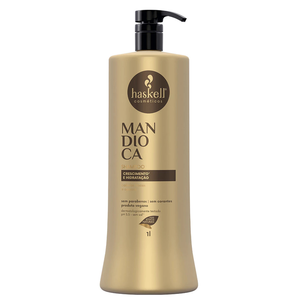 Shampoo Haskell Mandioca Hidratacao Brilho Todos Cabelos 1L