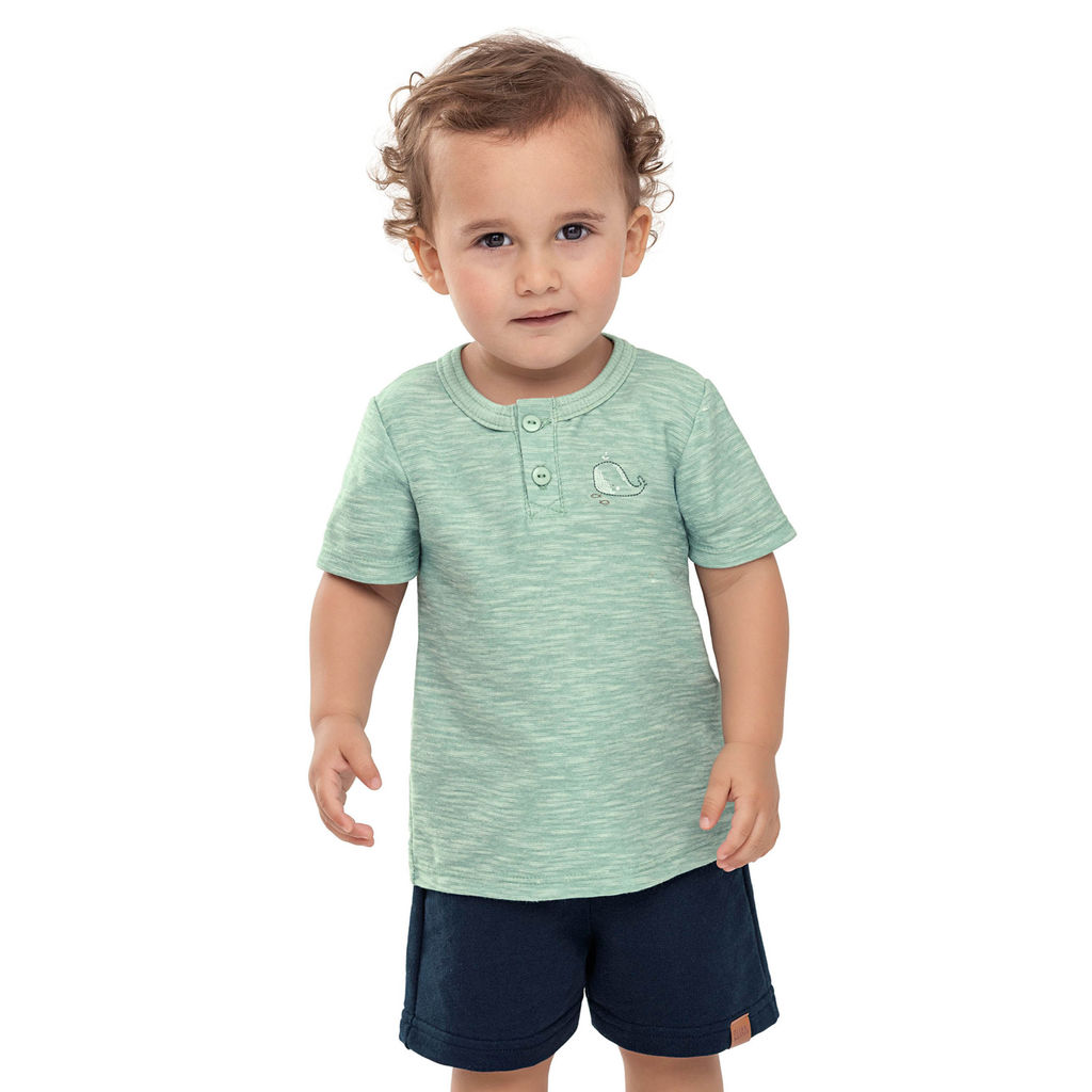 Conjunto Bebê Menino Malha Flamê Baleia Elian Verde