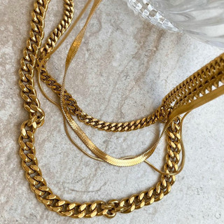 Colar Feminino Colar Corrente Fina Gargantilha Choker Colar europeu americano ouro não-desbotamento cubano colar de aço