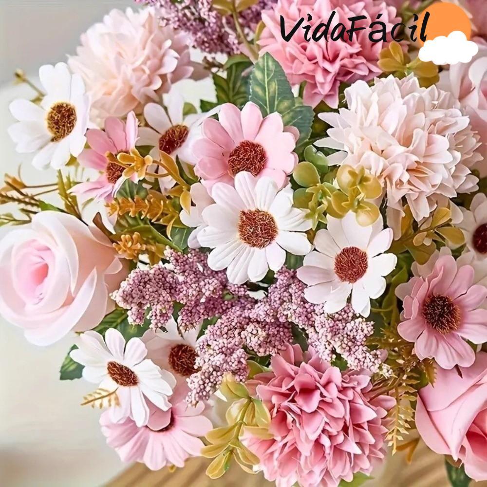 Rosa Artificial Perfumada , Flor Portátil De Simulação De Design Bifurcado Hortênsia De Toque Real