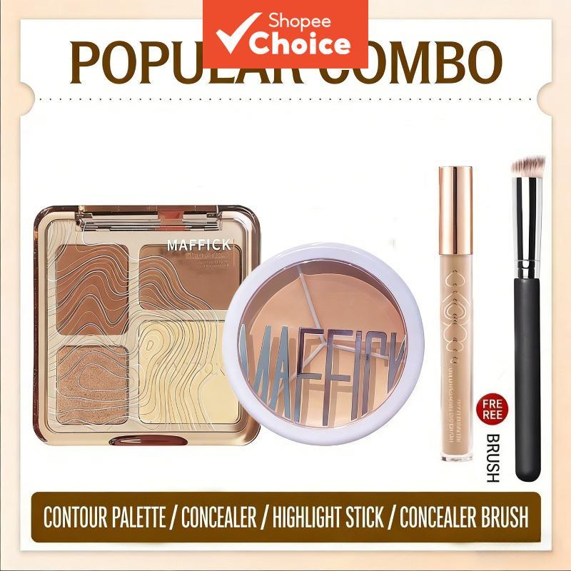 Paleta de contorno com pincel para corretivo e corretivo líquido, combinação multifuncional para maquiagem delicada e