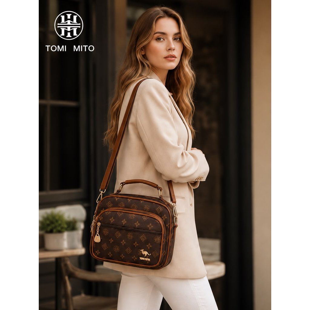 Bolsa Feminina De Transversal Com Monograma Em Estilo Retrô Bolsa Quadrada Com Estampa Vintage TM9185 AMY