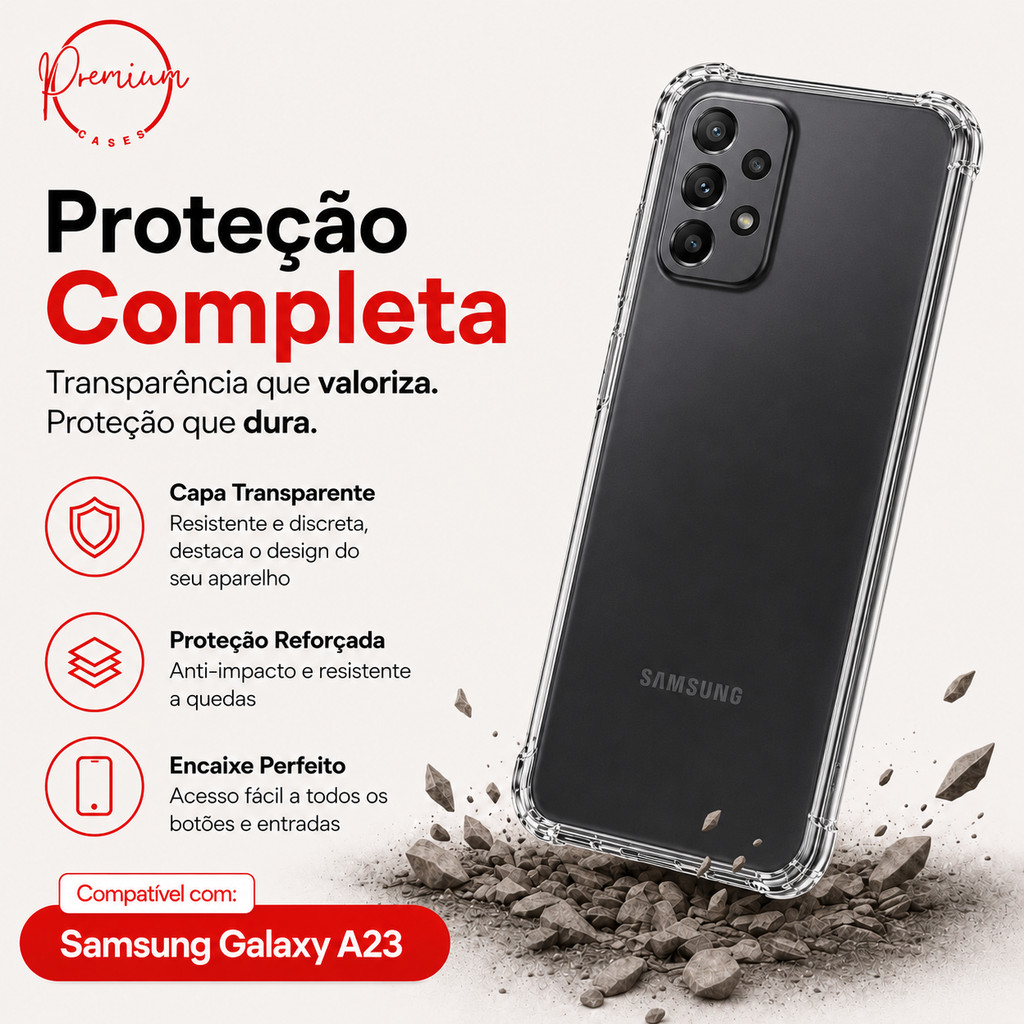 Capa Capinha Anti Impacto Compatível Com Galaxy A23 E/OU Película 3D Privacidade Anti Spy Espião — imagem 2 de 2